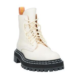 Proenza Schouler Cream Lace-Up Lug Sole Ankle Boots
